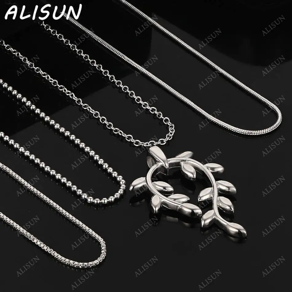 

ALISUN 40-75cm 925 Sterling Silver Leaf Circle Pendant Necklace For Women Men Charm Trend Birthday Gifts Fashion Party