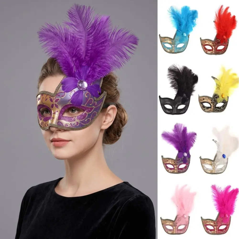 Rhinestone Half-Face Lace Mask Seductive Style Cosplay Feather Mask Fancy Prom Masquerade Masquerade Ball Mask Women's Event