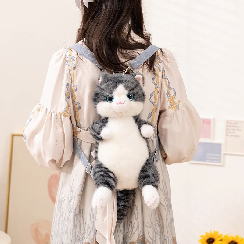 20/30cm dibujos animados lindo gato muñeco de peluche mochila simulación suave gato a rayas Animal relleno juguete decoración del hogar regalo para niños