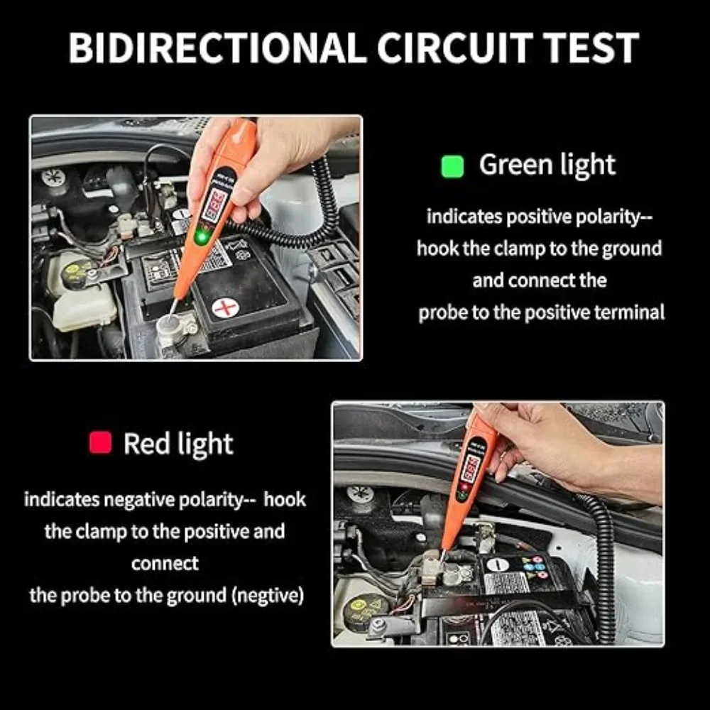 3-60V DC Test Light Digital LED Circuit Electric Tester with Voltmeter Probe for Car Truck Motorcycle Boat Fuses Battery Voltage