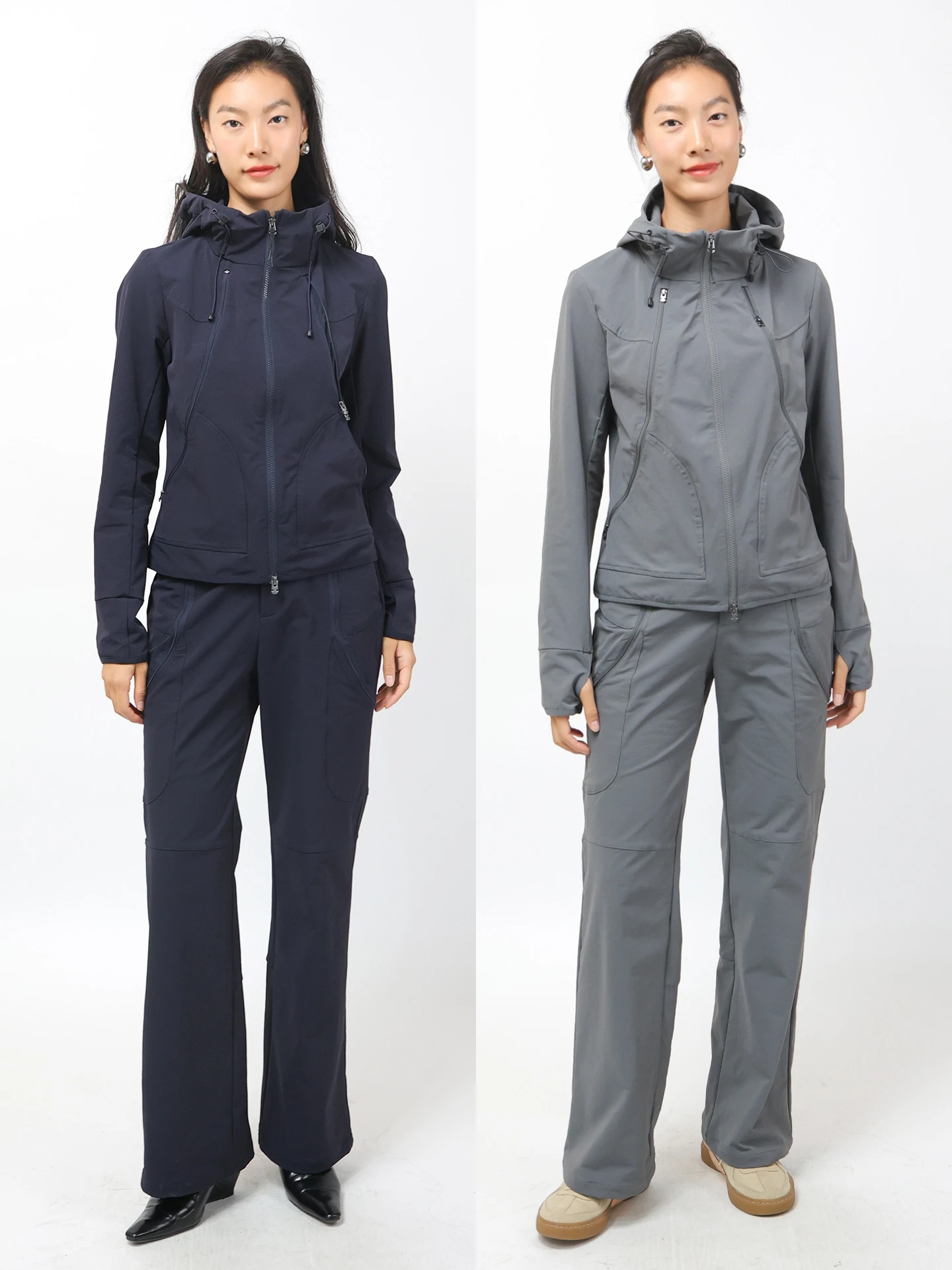 

Комплект из тканевой куртки с капюшоном и брюк Practica Bird для активного отдыха, женский, новый, JG33, спортивный стиль, стандартная длина, на молнии