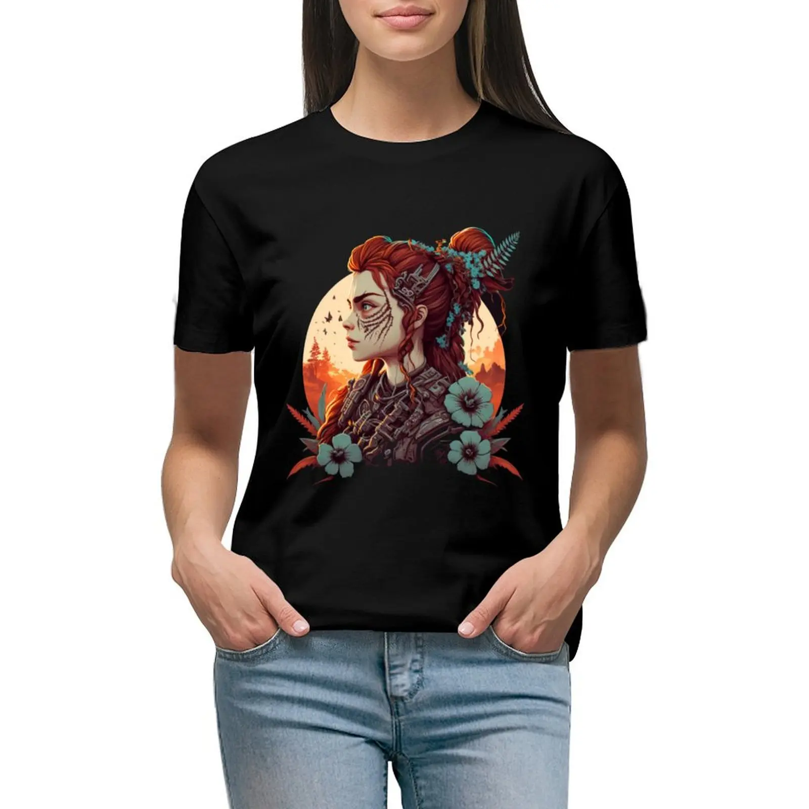 

Horizon zero dawn Aloy T-shirt summer tops shirts graphic tees aesthetic clothes t-shirts for Women loose fit