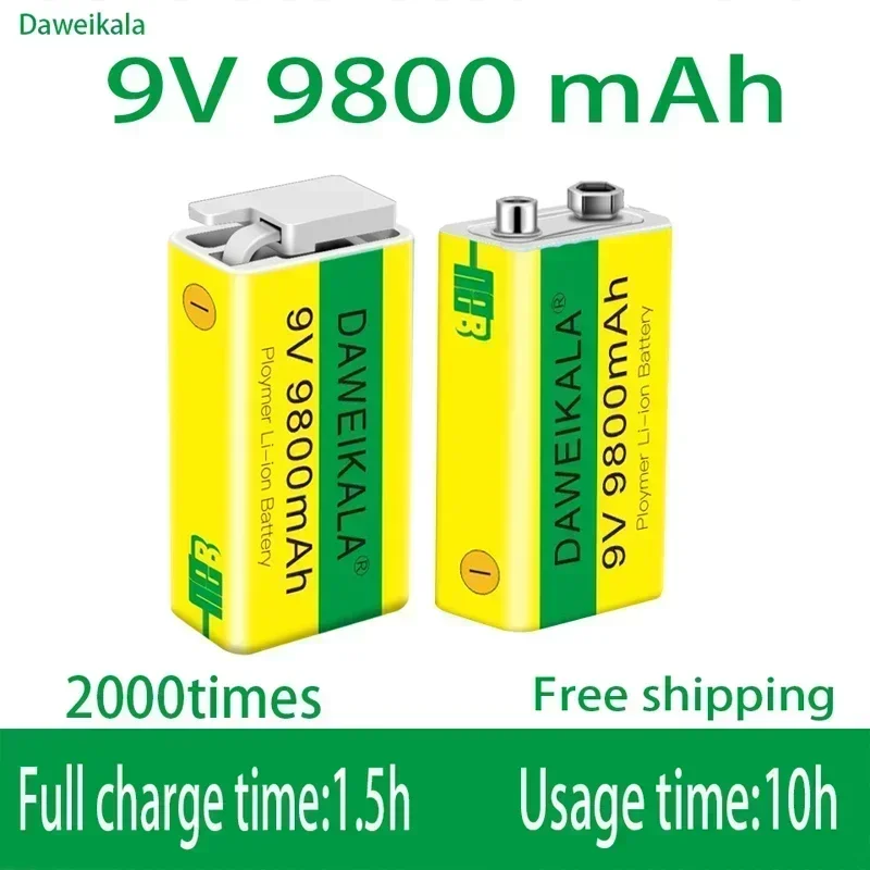 2023 9V 9800mAh li-ion Rechargeable battery Micro USB Batteries 9 v lithium for Multimeter Microphone Toy Remote Control KTV use
