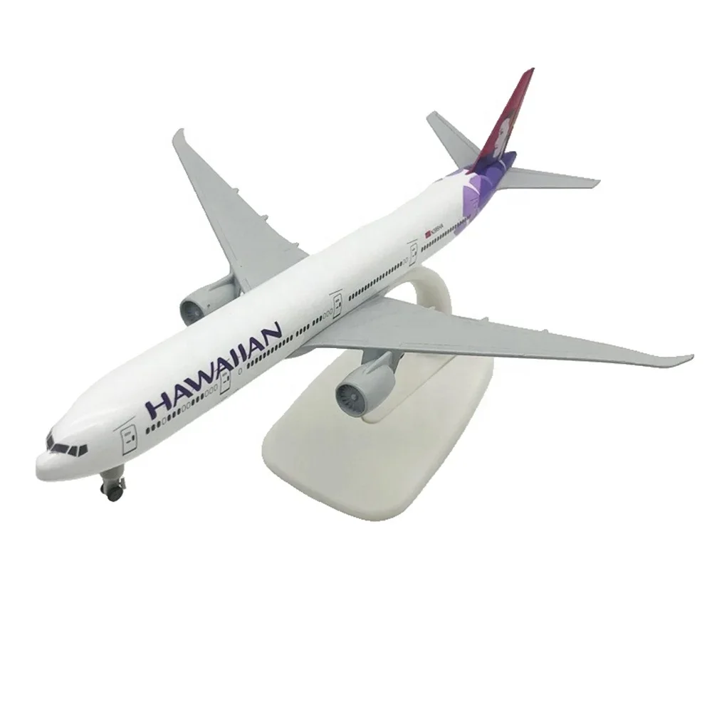 Promotional Business Gift Scale 1:200 20cm Alloy Material B777 Hawaiian Airline Diecast Airplane Aircraft Model with Wheels