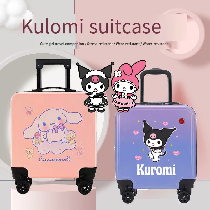 

Kawaii новый 20-дюймовый детский чемодан на колесиках, дорожный чехол с паролем, мультяшный милый мой мелодий Куроми, детский интернат, подарок