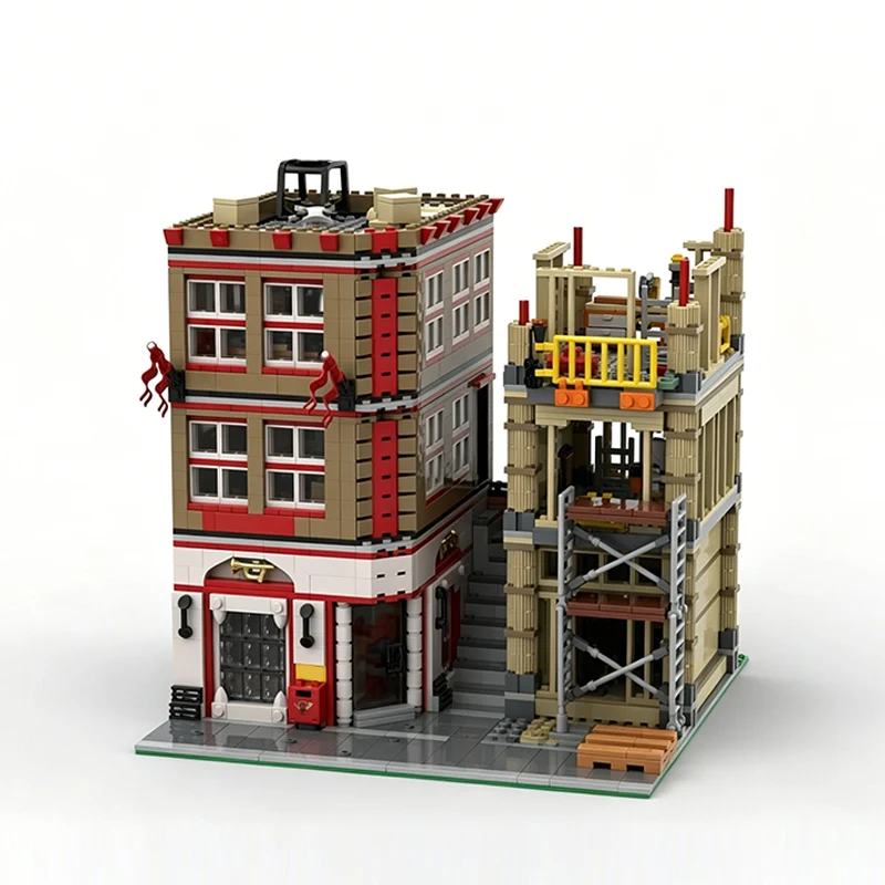 Street View Model MOC Building Bricks Post Office And Construction Site Modular Technology Gifts Holiday Assemble Children Toys