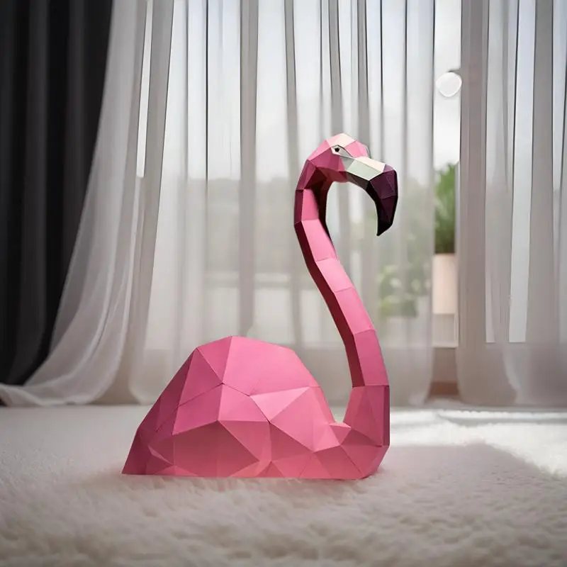 66cm Flamingo Paper Model 3D DIY Origami Home Hallway Art Decorations Handmade Puzzles Papercraft Sculpture Props Gift Toys