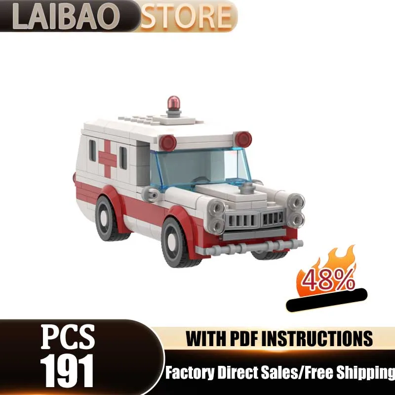 Конструктор City Cars: Модель старинной скорой помощи (MOC), технологичные кирпичики для самостоятельной сборки, праздничный подарок, игрушка-конструктор Конструктор City Cars: Модель старинной скорой помощи (MOC), технологичные кирпичики для самостоятельной сборки, праздничный подарок, игрушка-конструктор