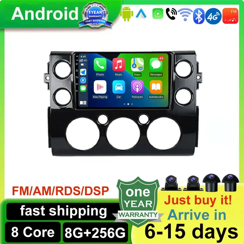 

For Toyota FJ Cruiser J15 2006 -2020 Auto 4G LTE DSP Android 14 Screen Car Radio Multimedia Video Player GPS Navigation