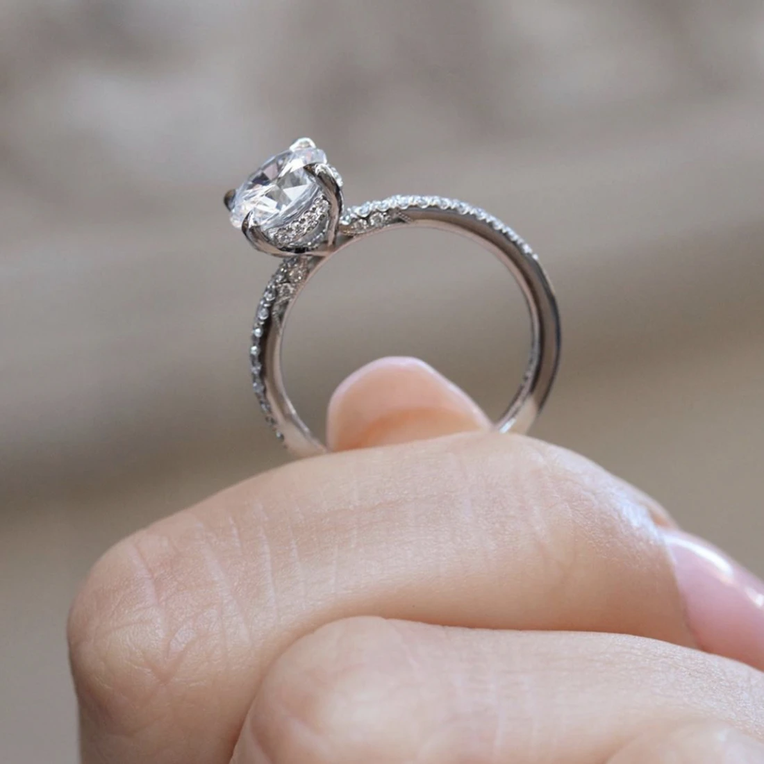 Inlay 2 Carat Cushion cut Simulated Diamond Ring 925 Sterling Silver Fine Jewelry Engagement Wedding Rings finger for Women