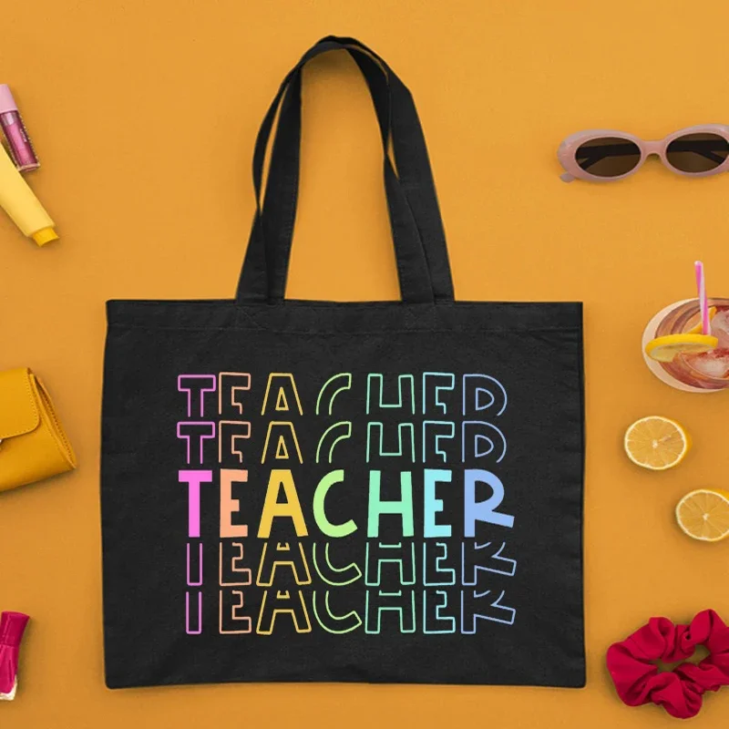 Teacher Tote Bag Teacher Rainbow Shoulder Bags Shopper Ladies Totes Teacheres Appreciation Gifts Gifts for Teaching Assistant