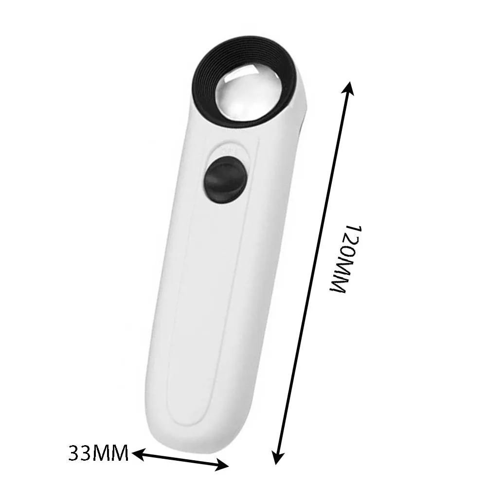 Handheld AAA 40x LED Light Microscope Magnifier Magnifying Glass Loupe professional For Jewelry Stamps Coin Collectors document