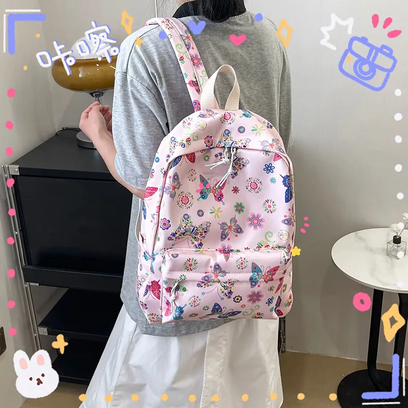 Women's Backpack 2023 New Fashion Butterfly Print High Capacity Middle School and Junior High School knapsack schoolbag itabag