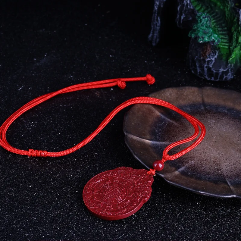 China Ancient Law Traditional Handicrafts Cinnabar Pendant Zodiac Nine Palaces Bagua Brand Pendant Necklace Keychain Jewelry