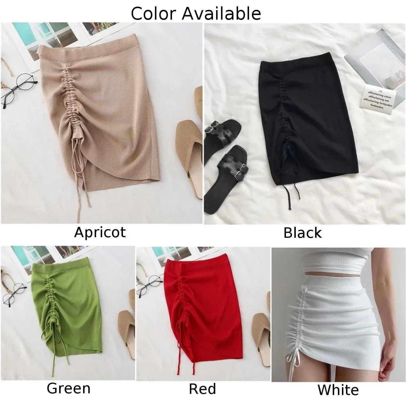 مثير فتاة الساخنة سلسلة Ruched تنورة متماسكة عالية الخصر المرأة المرنة المألوف