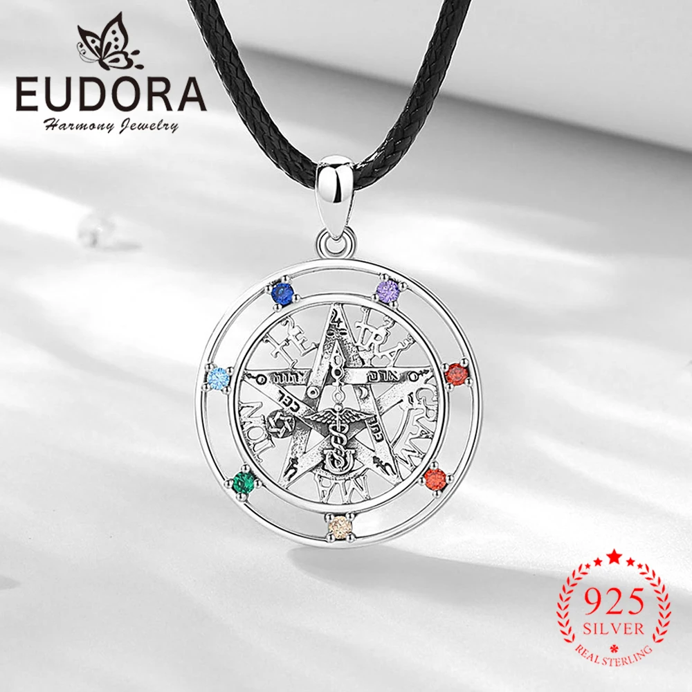 

Ожерелье Eudora из стерлингового серебра 925 пробы с 7 цветами чакр и тетраграмматоном для женщин и мужчин, иудейский амулет, религиозное ювелирное украшение, подарок