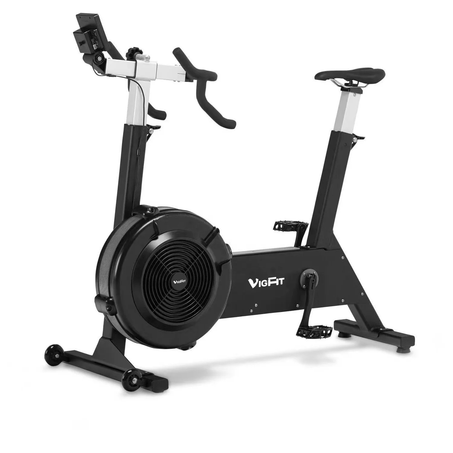 Exercise Bike Air Resistance Bicycle for Cardio Training with Flywheel, Adjustable Resistance&Seat Cushion and LCD Display