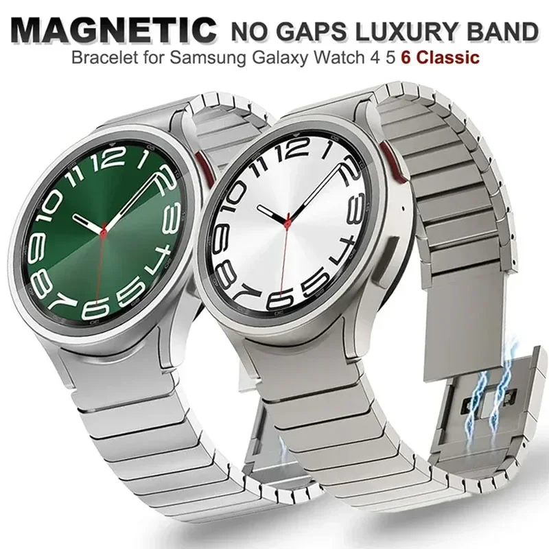 

Магнитный титановый цветной браслет без зазоров для Samsung Galaxy Watch 4/5 6 40 44 мм Classic 43 мм 47 мм 42 46 мм 5 Pro 45 мм Роскошный ремешок