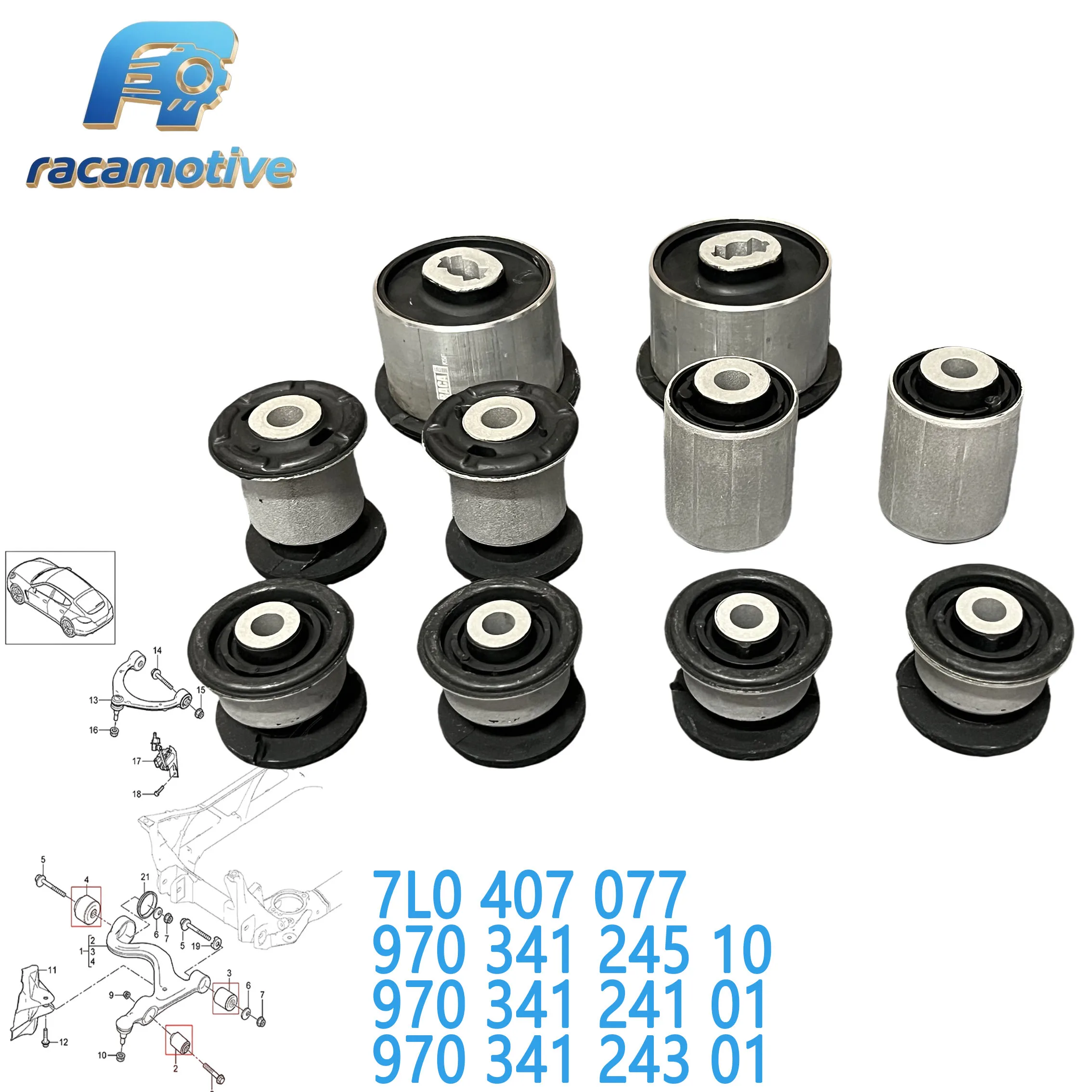 97034124510 7L0407077 97034124101 97034124301  for Porsche Panamera 3.6L Platinum 4.8L S front and rear control arm bushing kit.