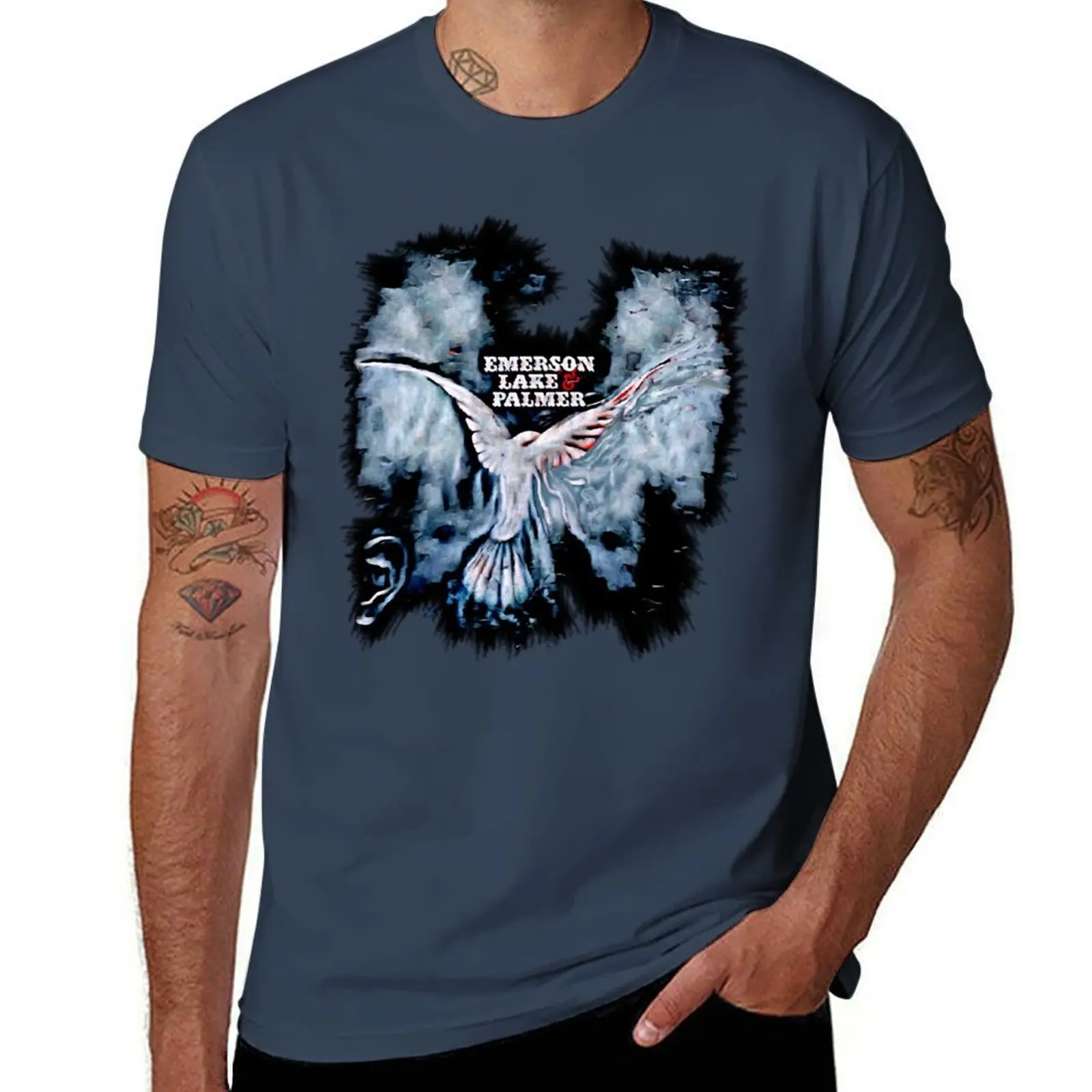 

Emerson Lake & Palmer ELP British Rock Supergroup T-Shirt Big Size Simple T-Shirt