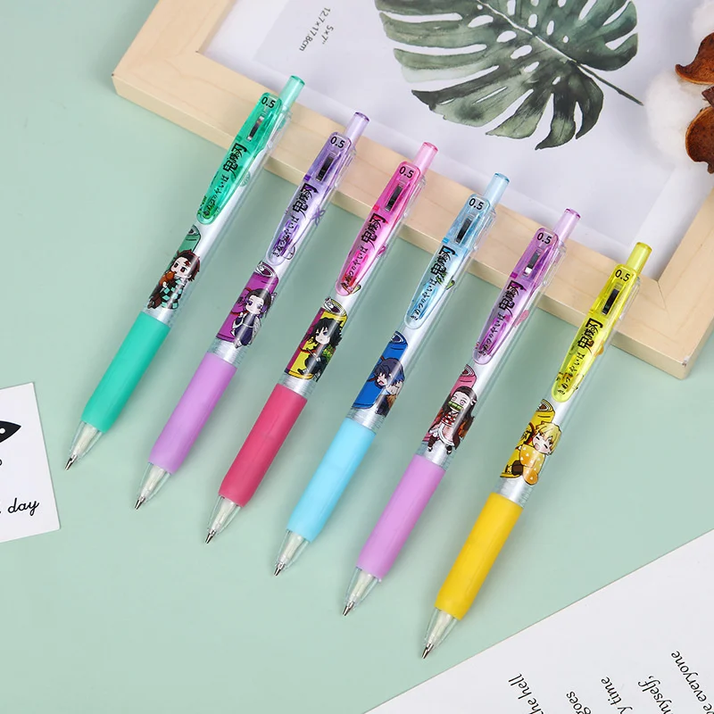 6 pcs/lot Creative Demon Slayer Mechanical Pencil Cute 0.7mm Student Automatic Pen For Kid School Office Supply