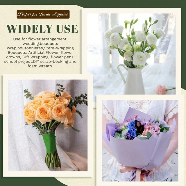 5/10 Rolls Floral Tapes for Bouquet Stem Wrapping, Green Floral Tape for Floral Arranging Craft Wedding Bouquet DIY Accessories 6