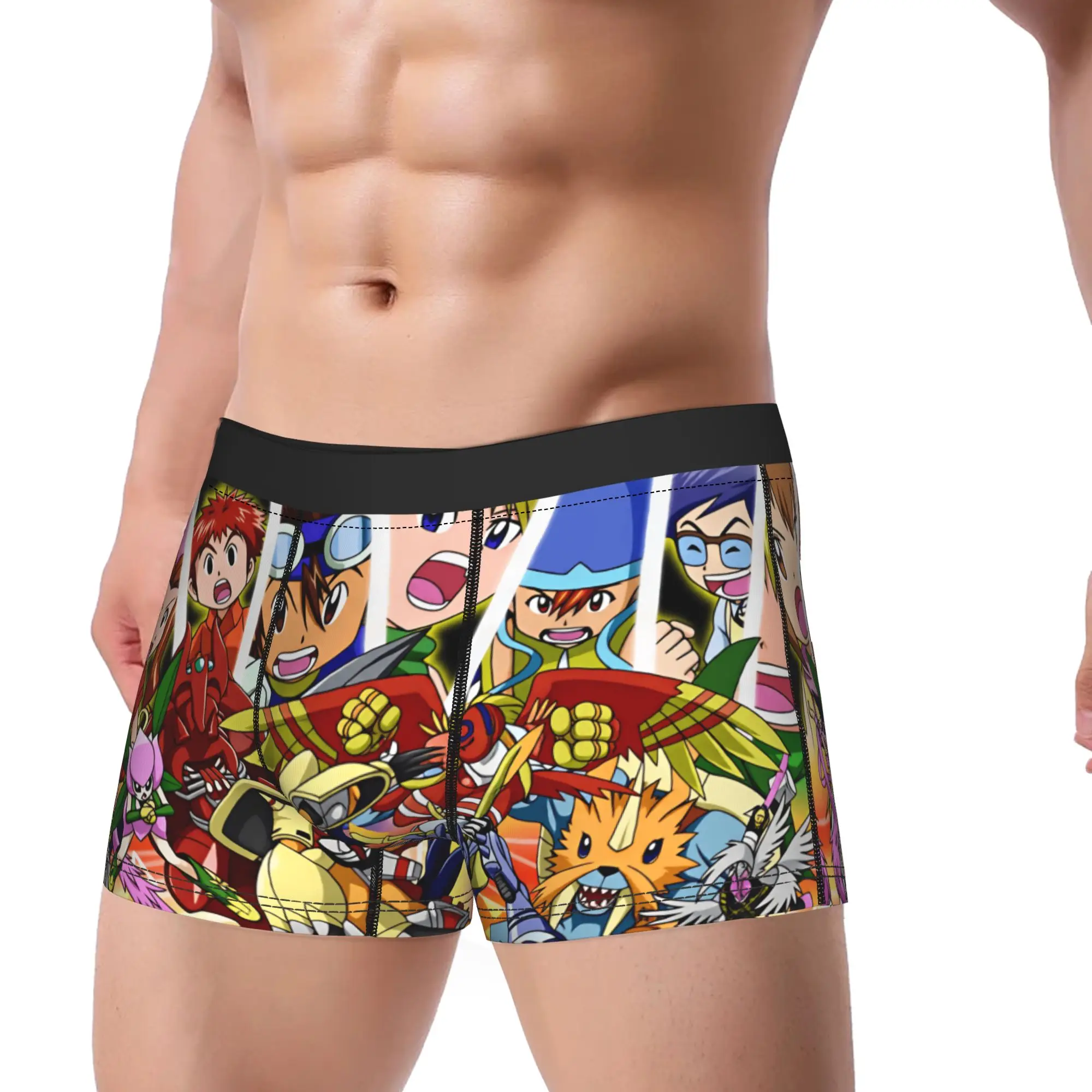 Digimon Adventure 01 All Chosen Children And Fully Evolved Digimon Underwear  Man Underpants Print Comfortable Boxershorts