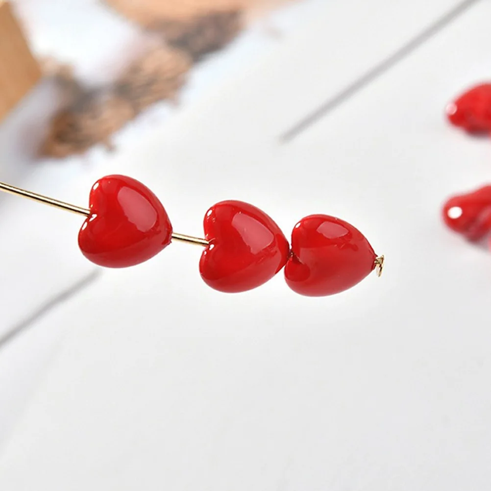

10 Pcs Beads for Crafts Love Heart Shape Spacer Spacers Bracelets Jewelry Making Heart-shaped Accessories Red Jewellery