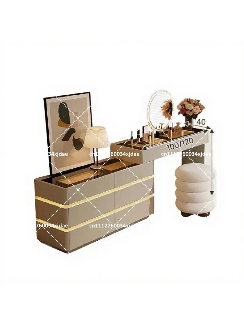 Elegant Vanity Dresser Chest Combo for Master Bedroom Italian Style Extendable Makeup Table Dressing Desk