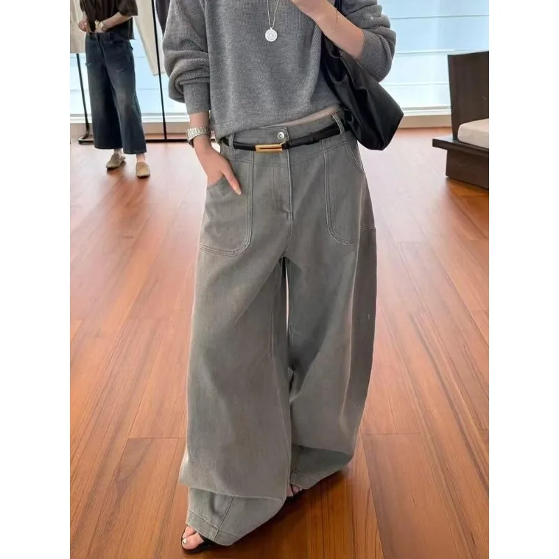 

Women Jeans Y2K Vintage Wash Harajuku Scimitar Wide Leg American Retro Denim Pants Baggy Trousers Gyaru Streetwear Autumn
