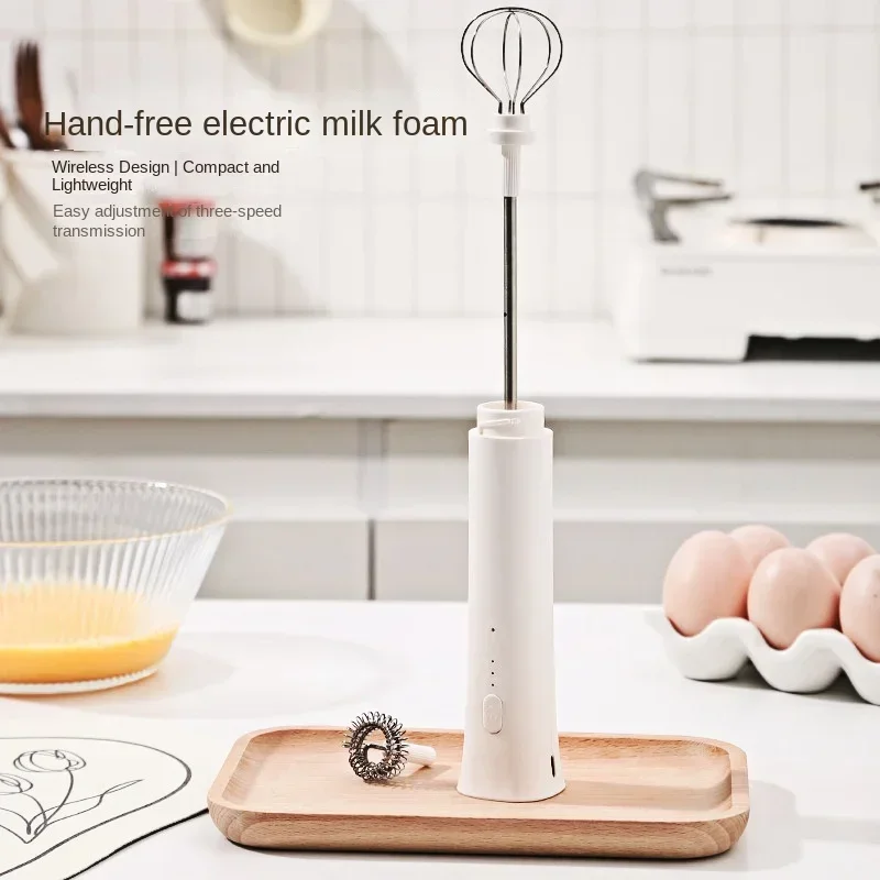 Small-scale USB Rechargeable Handheld Milk Frother Stainless Steel Electric Milk Beater New Style Coffee Tools for Home Baristas