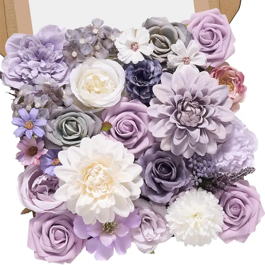 

Artificial Flowers, Purple Silk Fake Flowers for DIY Wedding Bridal Bouquets, Wedding Cake Flowers for Table Centerpieces Baby S