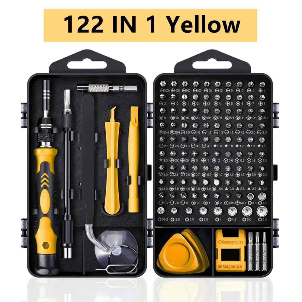 Computer-Reparaturset, 122 in 1 magnetisches Laptop-Schraubendreher-Set, Präzisions-Schraubendreher-Set, kleines Schlagschrauber-Set mit Koffer