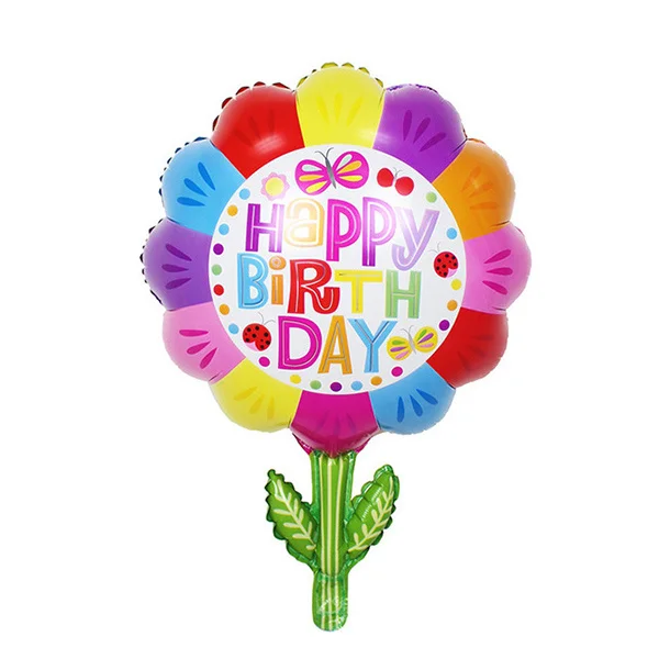 

HAPPY BIRTHDAY Foil Mylar Balloons Flower Helium Balloons for Birthday Party Decoration (Red Cake)