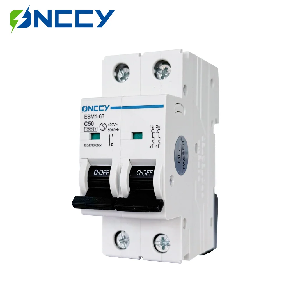 

ONCCY 2P AC MCB Mini Circuit Breaker 10KA 6A 10A 16A 20A 25A 32A 40A 50A 63A Circuit Breaker 220V 400V B Curve C Curve