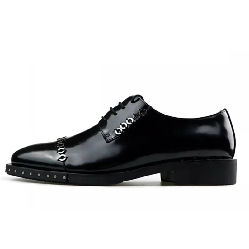 New Men Dress Shoes Genuine Leather Fashion Lace Up Casual Office Derby Youth Casual Business  Male Party Leather Shoes
