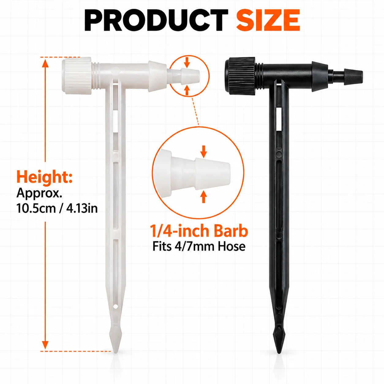 Adjustable Flow Drip Arrow with Valve 10.5cm, Ground Stake Drip Emitter for 1/4