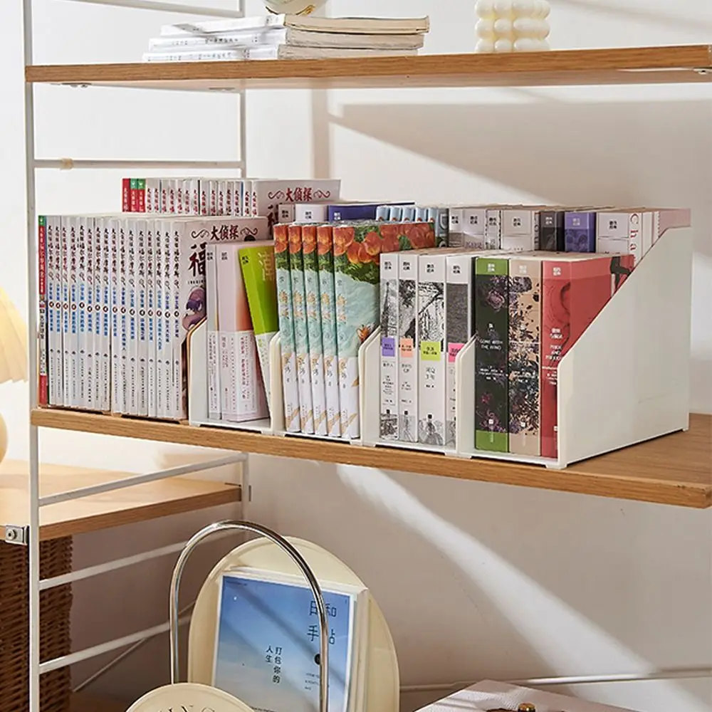 Simple Plastic Bookends Solid Color Large Capacity File Storage Shelf Double Layer Book Stand Student Supplies