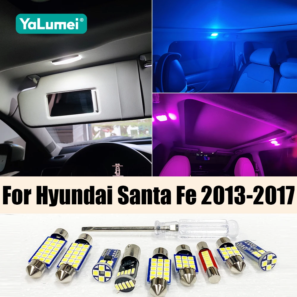 

Для Hyundai Santa Fe 3 DM 2013-2017: Светодиодные лампы для салона, лампа для чтения, освещение бардачка и багажника, аксессуары