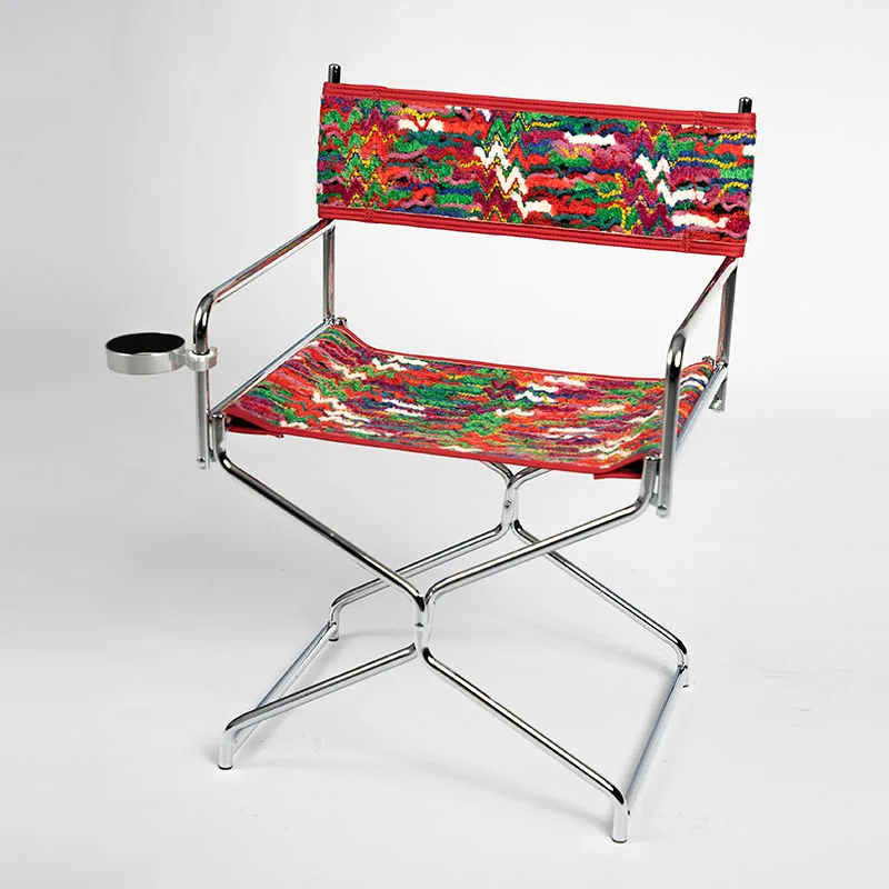 Fun Fabric Dining Chair, Outdoor Leisure Folding Chair, Home Backrest Chair, Foldable and Storable with Cup Holder