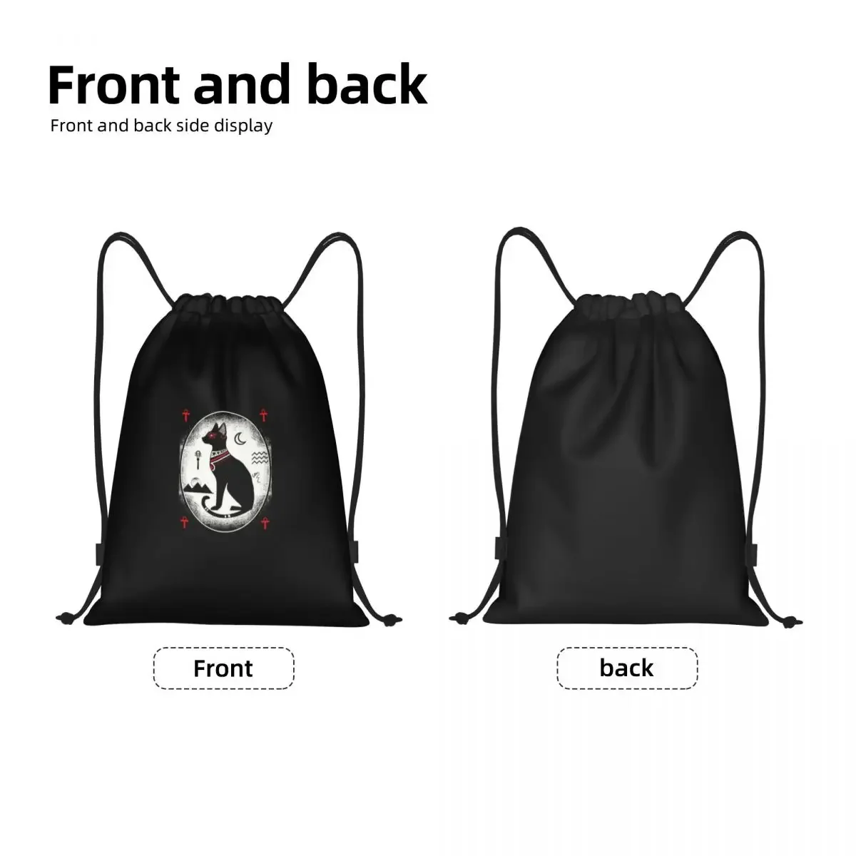 Egpyt Bastet Cat Drawstring Backpack Women Men Sport Gym Sackpack Foldable Ancient Egyptian Goddess Training Bag Sack