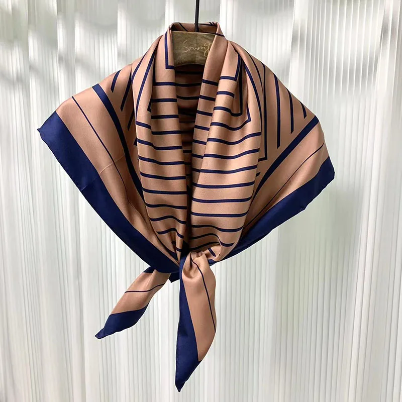 Stripe Print 100% Silk Scarf Neckerchief 90 Silk Scarfs Shawl 2024 NEW Arrival