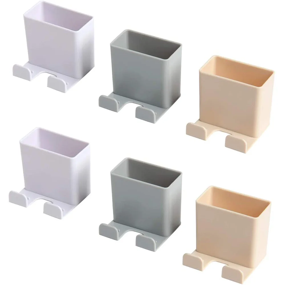 AB25-6 Pack Self-Adhesive Remote Holder Wall Mount Reusable Universal Media Organizer Storage Box For Phone Remote Control