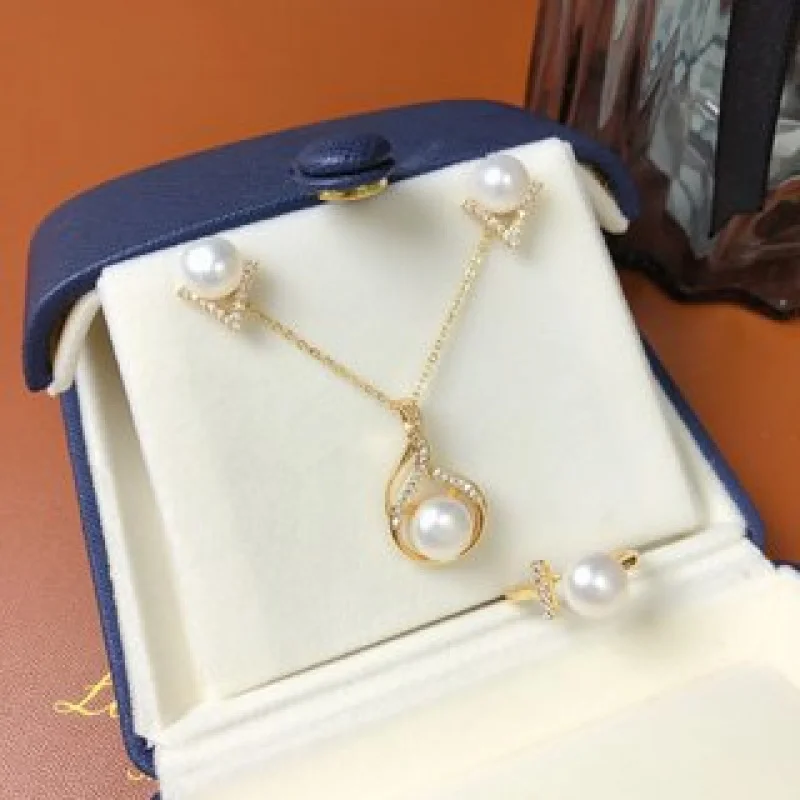 

Менеджер магазина рекомендует модные бусины из пресноводного жемчуга для хлеба 8-9 мм, инкрустированные ювелирными изделиями, набор из трех предметов