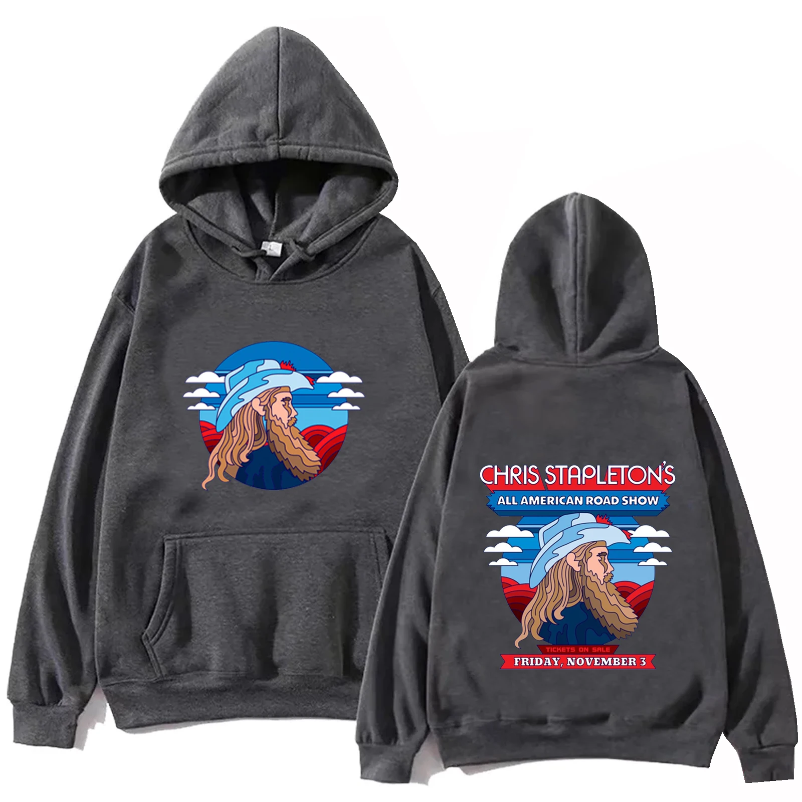 Chris Stapleton All American Road Show 2024 Hoodie Tops Long Sleeve Regular Sweatshirt Music Fans Gift Spring Summer Casual