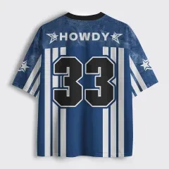 Trending Must‑have V‑Neck Mesh Sports Jersey Top Rated Western Vibe Retro Script Stripe 33 Star Print Short Sleeve Tops