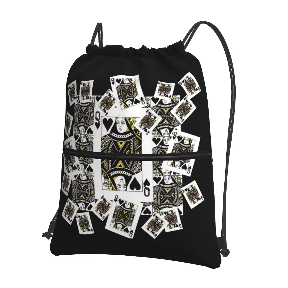 Casino Nights Red Queen Of Hearts Backpacks Casual Drawstring Bags Sundries Bag Book Bags for Travel School