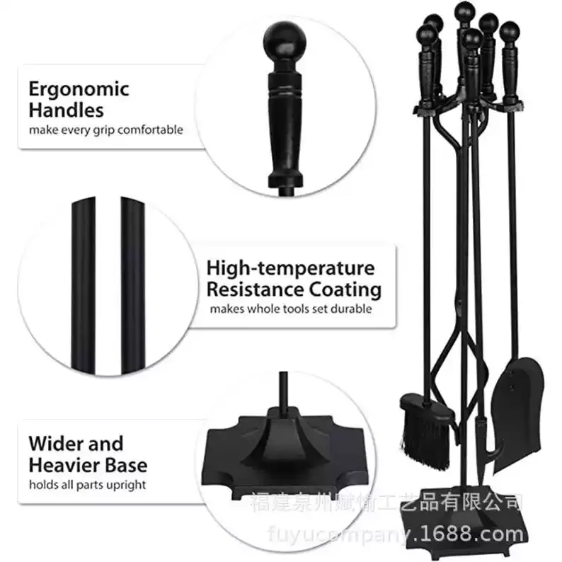 Household Wood Fireplace Accessory Kit, Complete Fireplace Tool Set for Indoor Wood Burning Fireplace