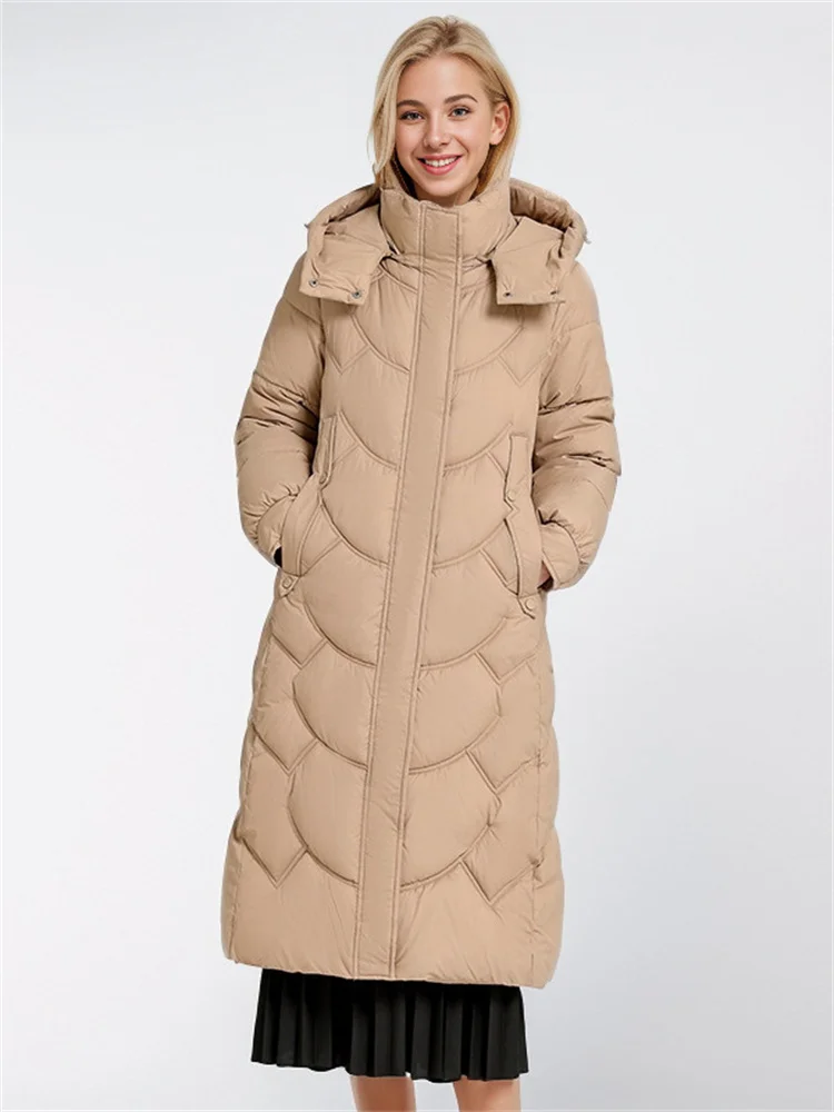 Plus Size Woman Down Jacket Long Coat Winter New Hooded Fashion Warm Thicken Zipper Coat Woman Winter Overcoat