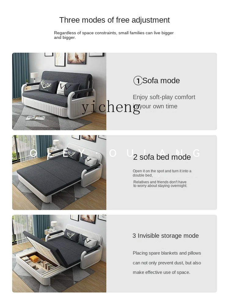 XL Sofa Bed Foldable Dual-Purpose Multifunctional Storage Retractable Single Bed Rental House